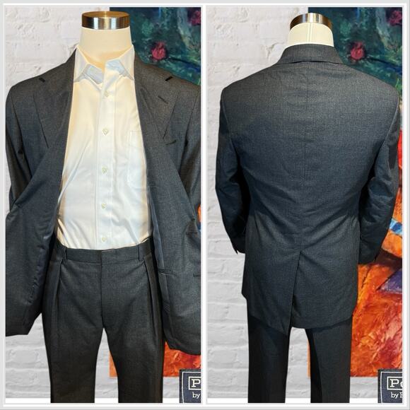 Polo Ralph Lauren Mens 42R 38x29 Charcoal Gray Nailhead Suit - Picture 5 of 16